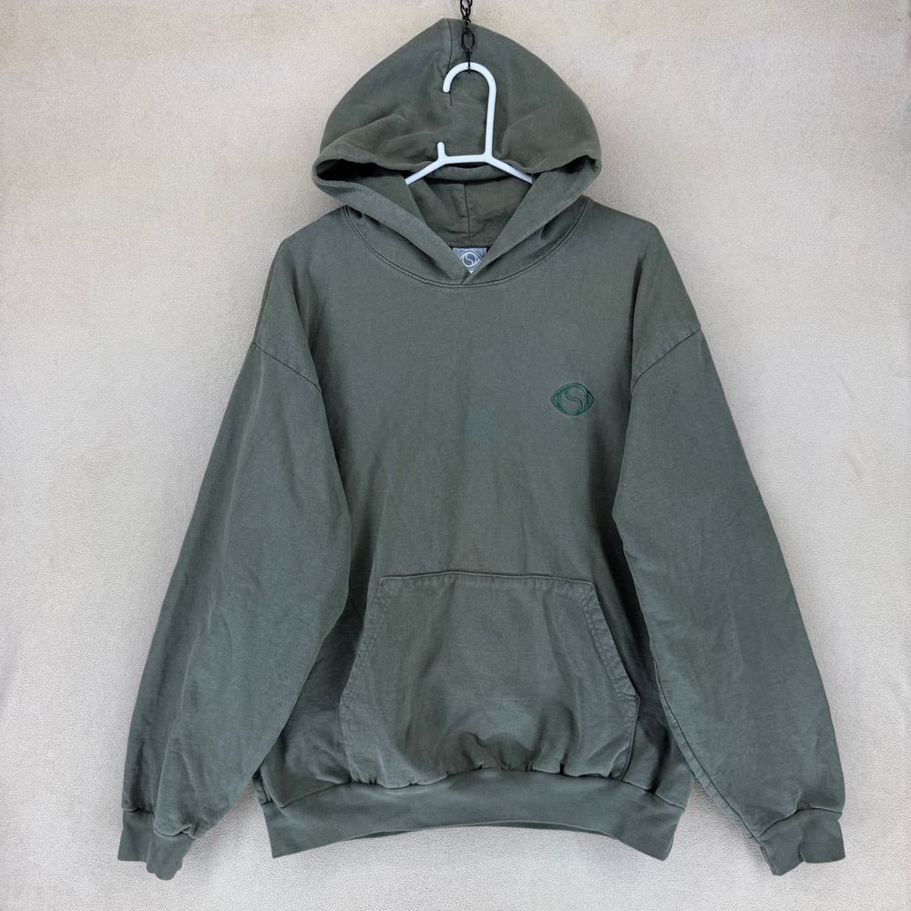 Soulection Hoodie Mens XL Worldwide Logo Pullover Olive Green Streetwear EUC